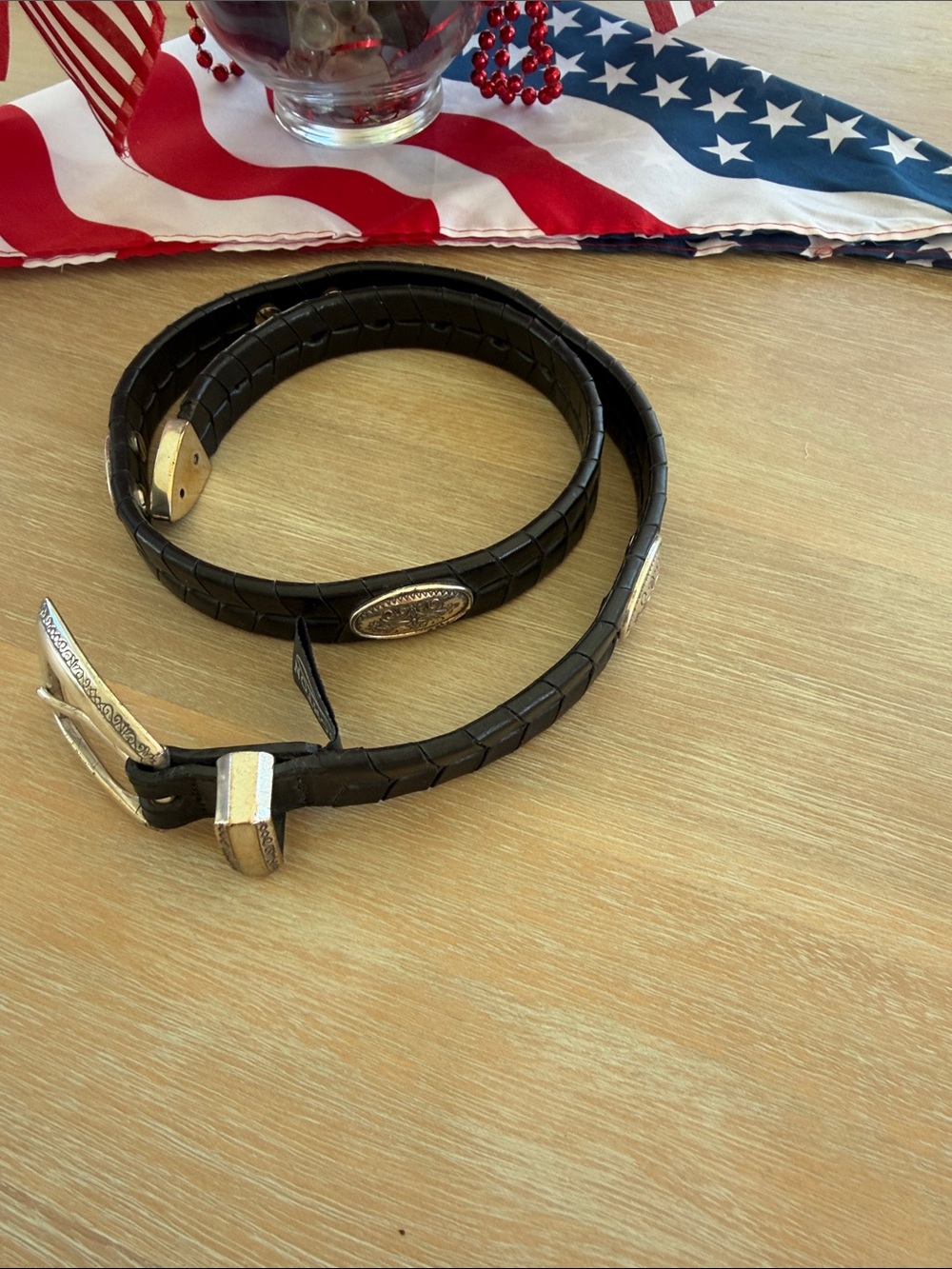 Brighton Black Braided Leather women’s Belt with Silver Accents